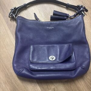 Coach Dark Purple Leather Shoulder Bag